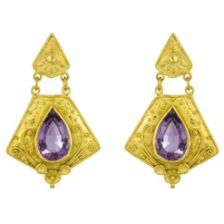 Pendants d'oreilles or améthystes
