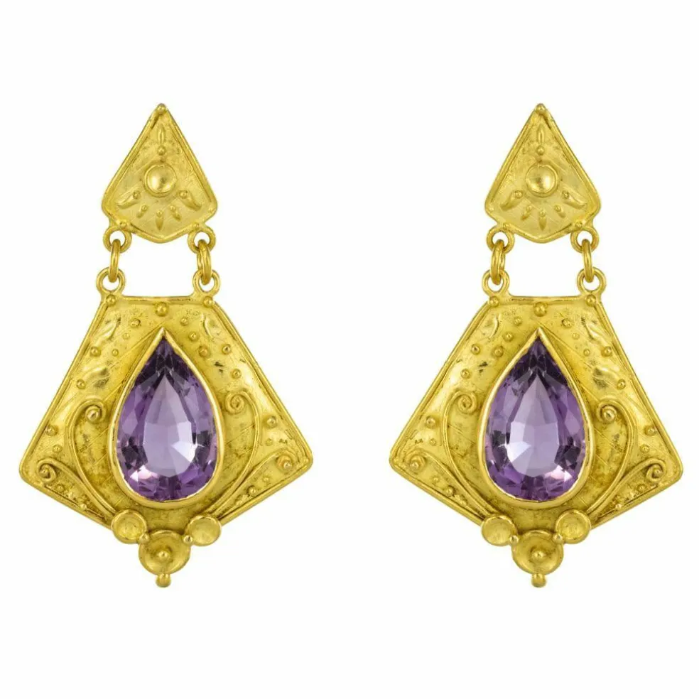 Pendants d'oreilles or améthystes
