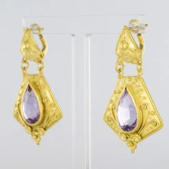 Pendants d'oreilles or améthystes