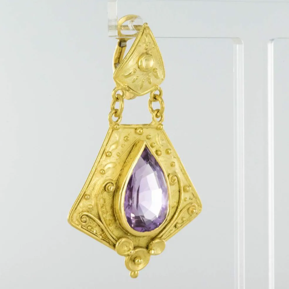 Pendants d'oreilles or améthystes