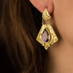 Pendants d'oreilles or améthystes