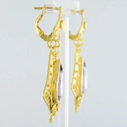 Pendants d'oreilles or améthystes