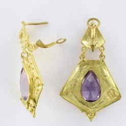 Pendants d'oreilles or améthystes