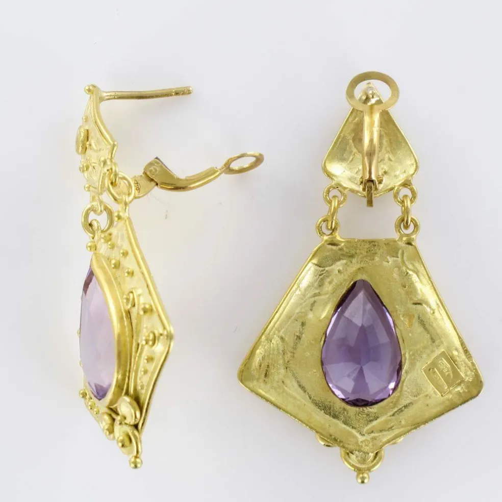 Pendants d'oreilles or améthystes