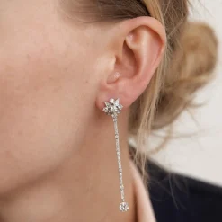 Pendants d'oreilles, or blanc et diamants