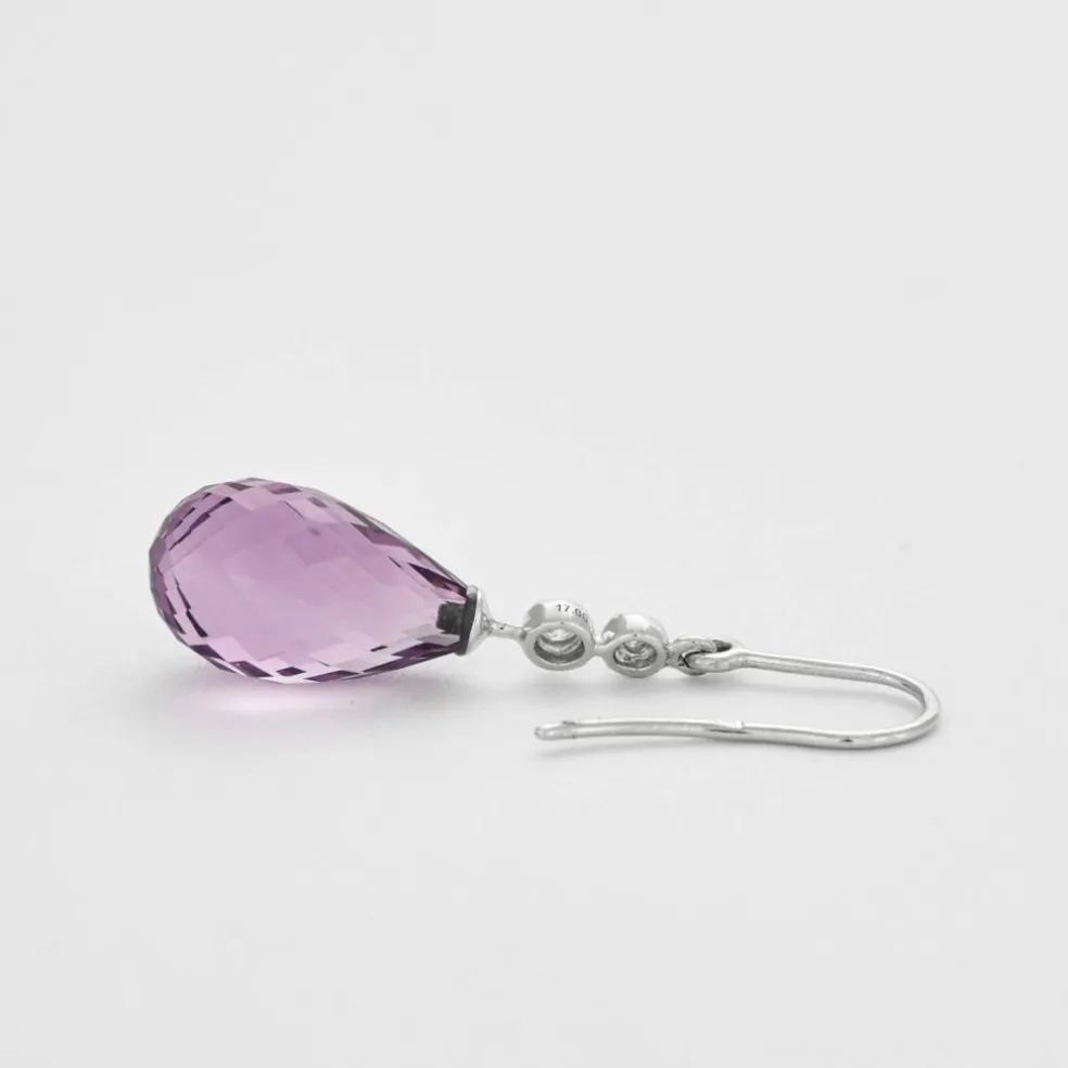 Pendants d'oreilles Or blanc Améthystes Diamants