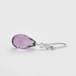 Pendants d'oreilles Or blanc Améthystes Diamants