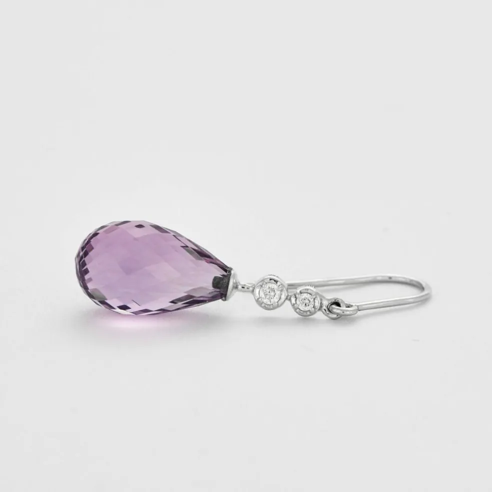 Pendants d'oreilles Or blanc Améthystes Diamants