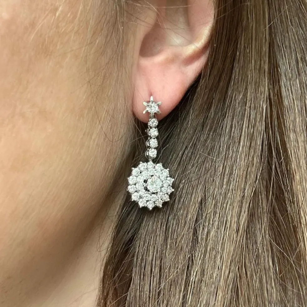Pendants d'oreilles Or gris Diamants