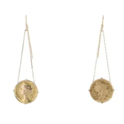 Pendants d'oreilles or jaune et médailles