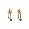 Pendants d'oreilles or jaune et chrysoprase