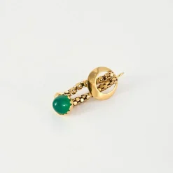 Pendants d'oreilles or jaune et chrysoprase
