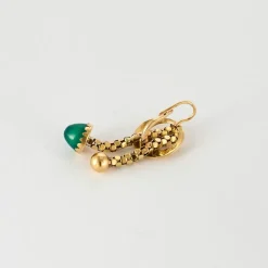 Pendants d'oreilles or jaune et chrysoprase