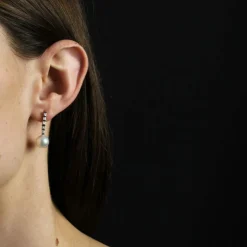 Pendants d'oreilles perles Akoya et diamants trapèzes