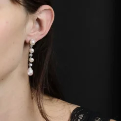 Pendants d'oreilles perles de culture et diamants