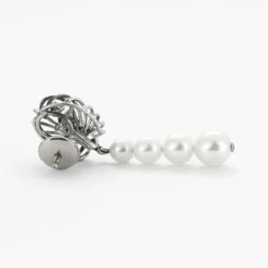 Pendants d'oreilles perles et diamants sur or gris