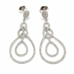 Pendants d'oreilles poire diamants or blanc