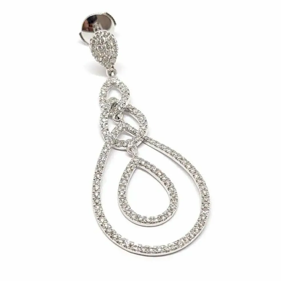 Pendants d'oreilles poire diamants or blanc