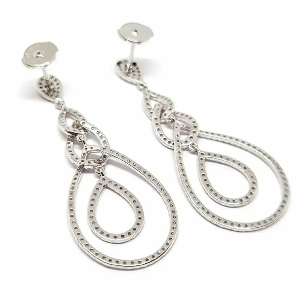 Pendants d'oreilles poire diamants or blanc