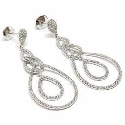 Pendants d'oreilles poire diamants or blanc