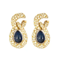 Pendants d'oreilles saphirs birmans non chauffés diamants