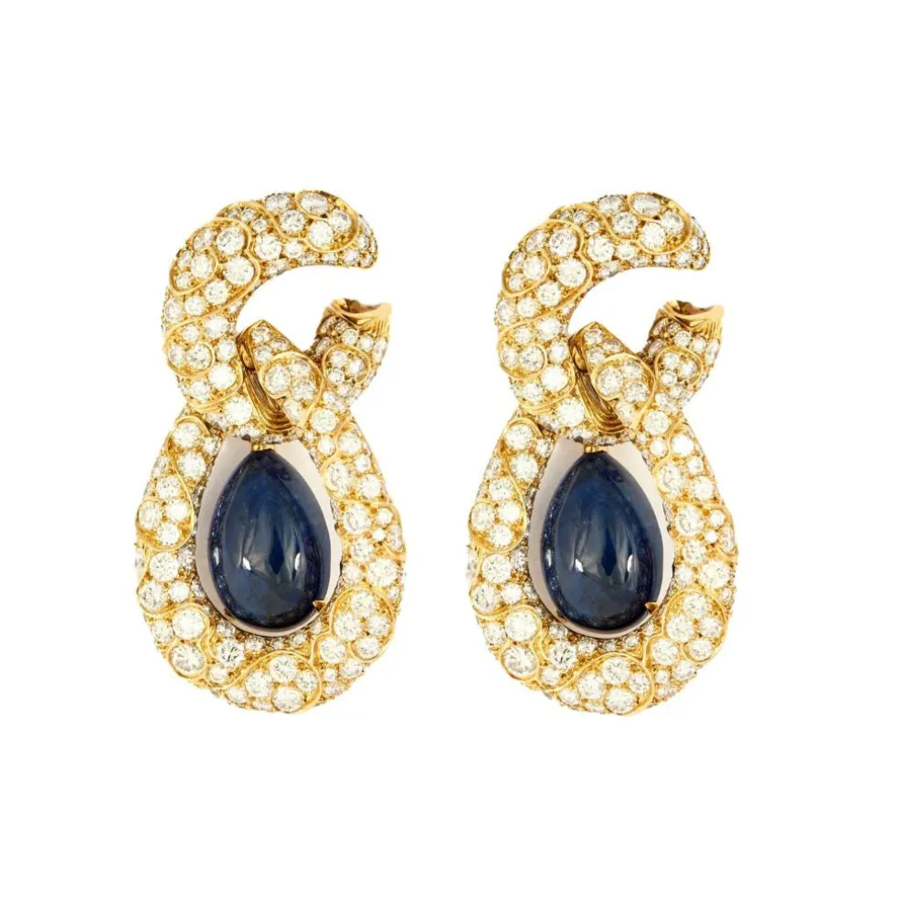 Pendants d'oreilles saphirs birmans non chauffés diamants