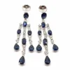 Pendants d'oreilles saphirs diamants or blanc