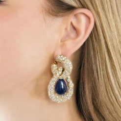 Pendants d'oreilles saphirs birmans non chauffés diamants