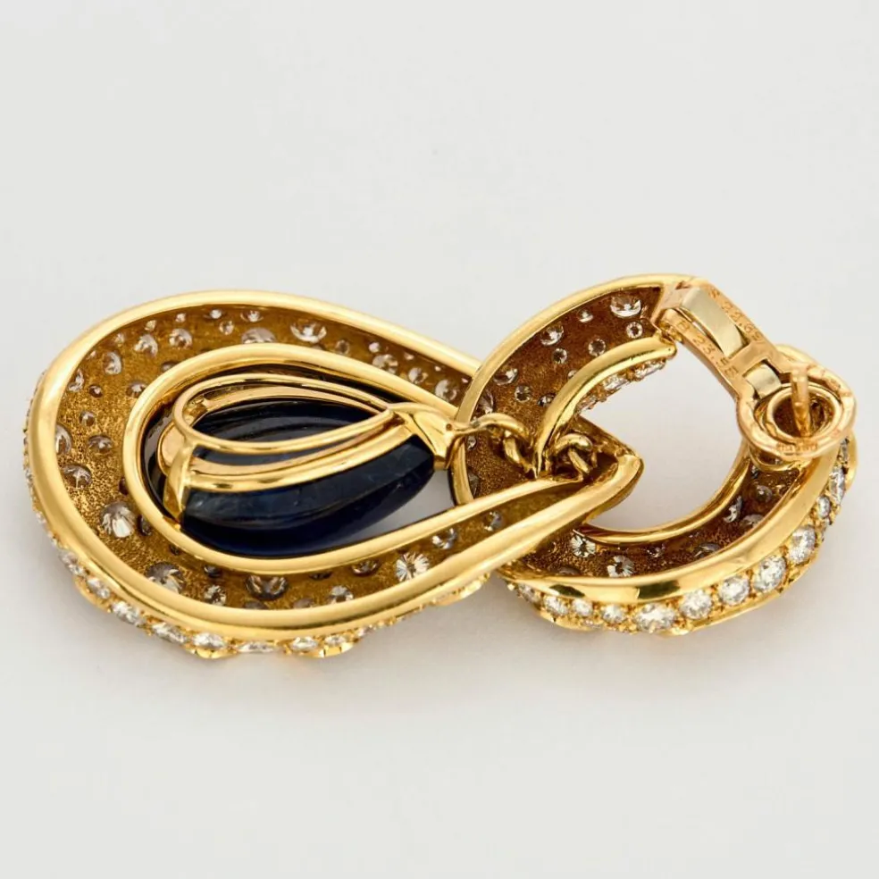 Pendants d'oreilles saphirs birmans non chauffés diamants