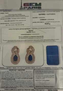 Pendants d'oreilles saphirs birmans non chauffés diamants