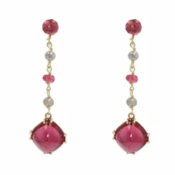 Pendants d'oreilles tourmalines spinelles et diamants