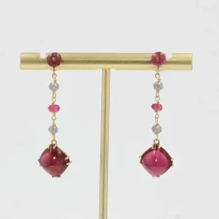 Pendants d'oreilles tourmalines spinelles et diamants