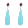 Pendants d'oreilles turquoise rubis et diamants