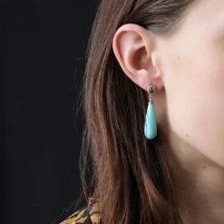 Pendants d'oreilles turquoise rubis et diamants