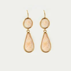 Pendants d'oreilles XIXème, camées, or jaune