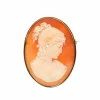 Pendentif - Broche années 50 en or jaune, camée coquillage