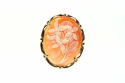 Pendentif - Broche années 50 or jaune et camée coquillage