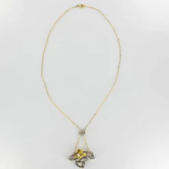 Pendentif - Broche Art nouveau Diamants et Perles