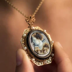 Pendentif - Broche Aucoc Camée ancien et ses perles