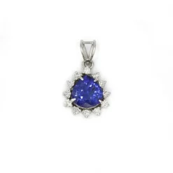 Pendentif - Or blanc, Diamants & Tanzanite