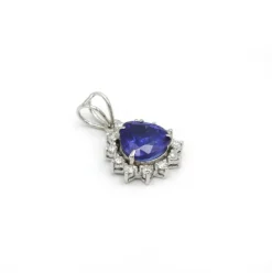 Pendentif - Or blanc, Diamants & Tanzanite