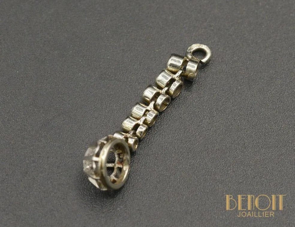 Pendentif 1930 or blanc et diamants
