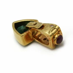 Pendentif - Or, Diamants, Rubis & Tourmaline verte