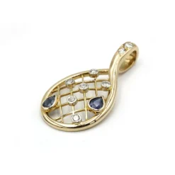 Pendentif - Or jaune, saphirs et diamants