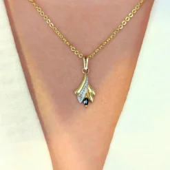 Pendentif 2 ors Diamant Saphir