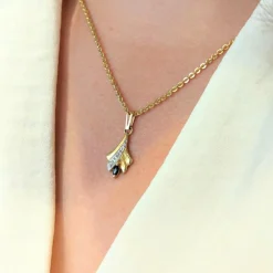 Pendentif 2 ors Diamant Saphir