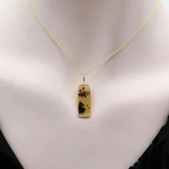Pendentif agate paysage doré