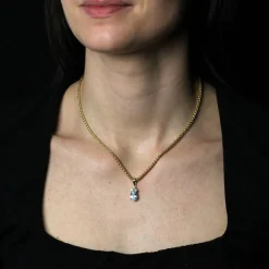 Pendentif aigue-marine diamants or jaune