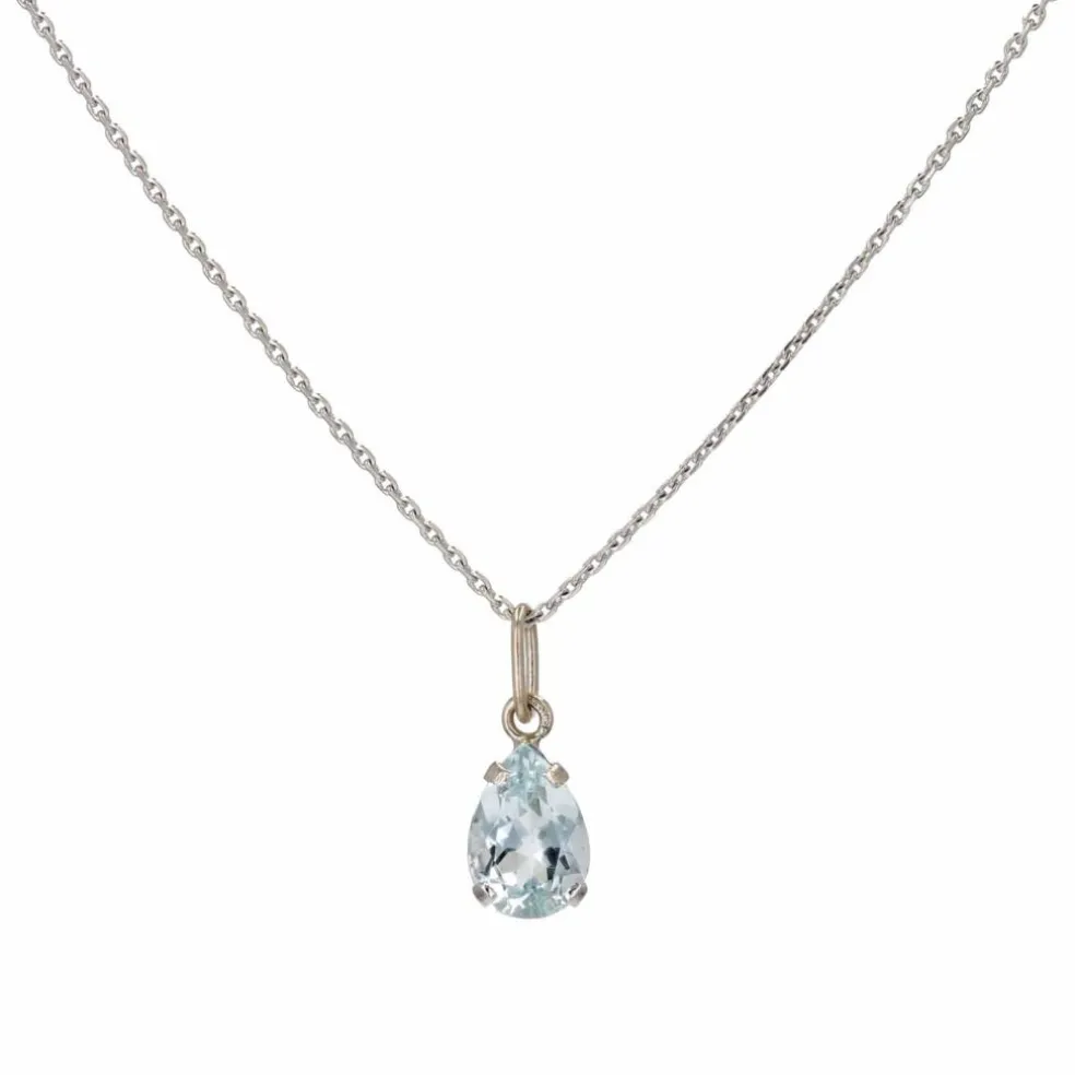 Pendentif aigue-marine or blanc