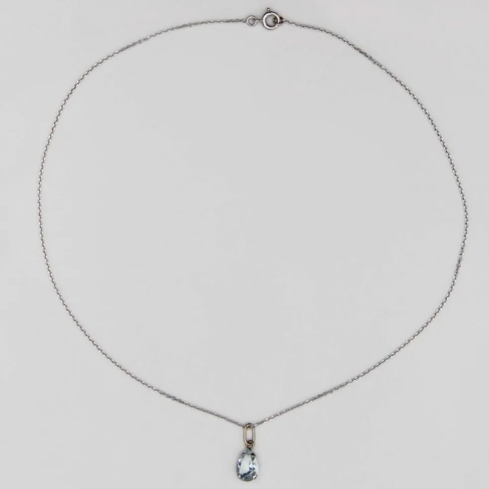 Pendentif aigue-marine or blanc